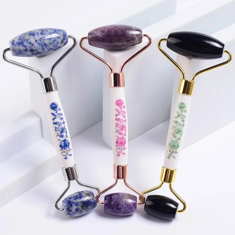 

Ceramic Rod Natural Jade Roller Slimming Facial Care Tool Rose Quartz Amethyst Facial Lifting Skin Massager