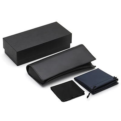 

Custom logo sunglass leather box pouch sunglasses case set, White