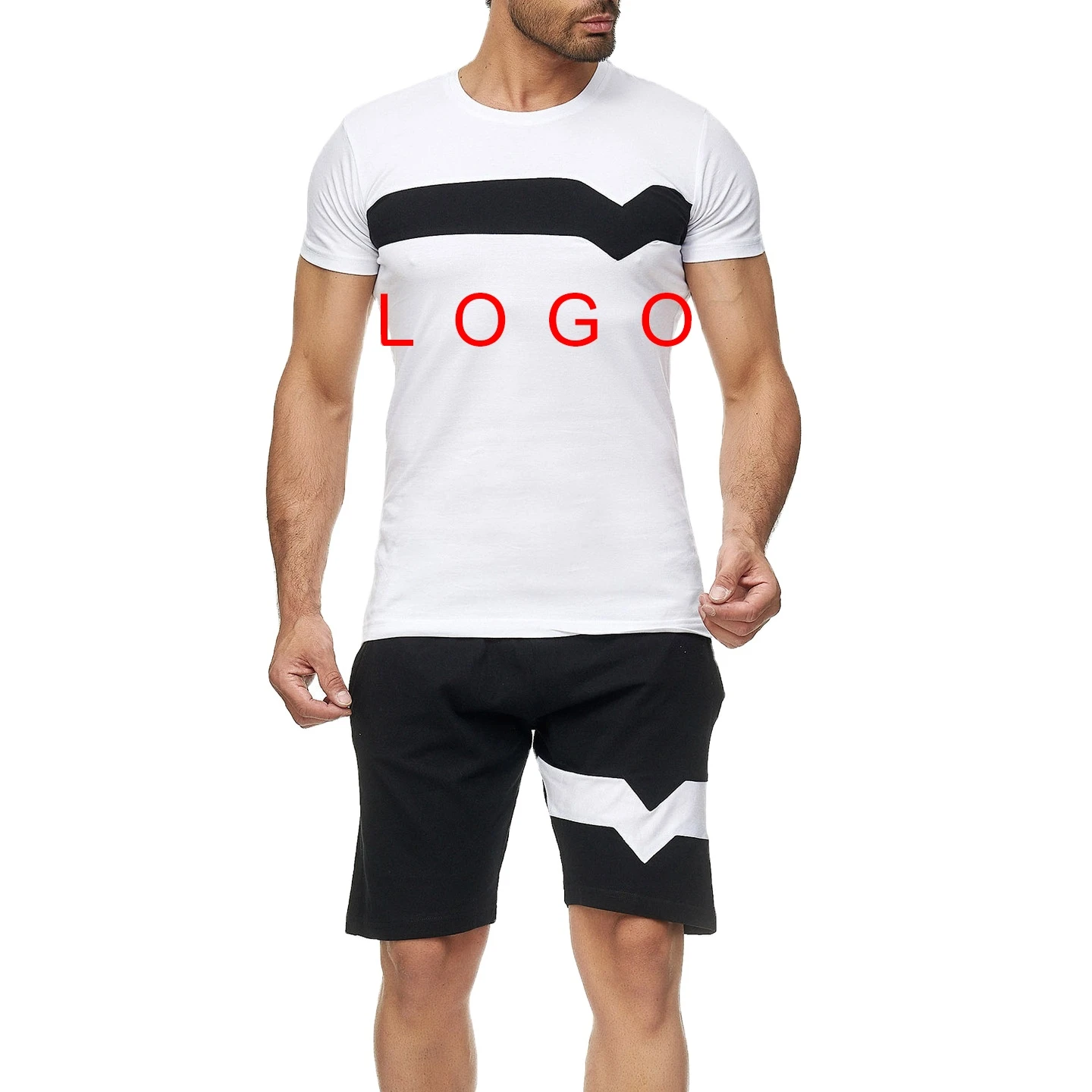 

Summer 2021 Custom High Quality Casual Undefined Training Clothing Blank Two Pieces Mens Short Set, Shown