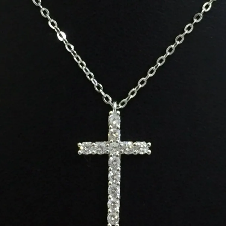 

Jialin jewelry ins fashion 925 silver chain necklace silver diamond cross necklace women
