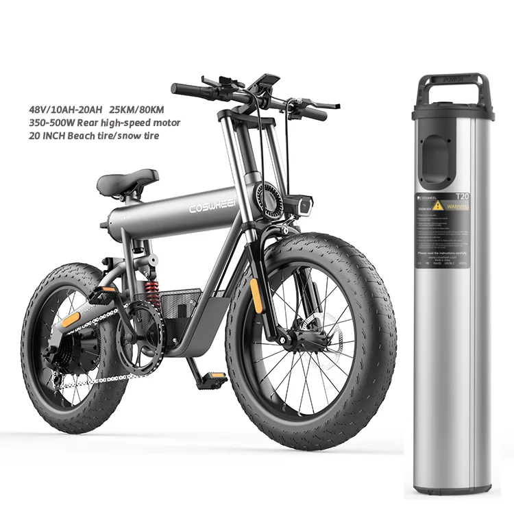 

electric bike mountain coswheel electric folding bike t20 electric fat bike ebike, Space grey color