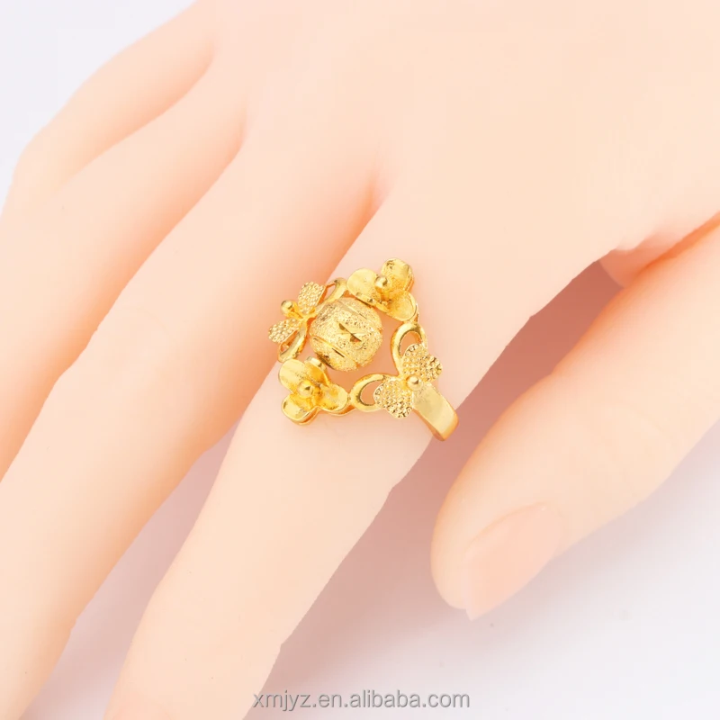 

Cross-Border New Butterfly Ball Ring Brass Gold-Plated Net Red Live Open Ring Female Ins Wind Ring