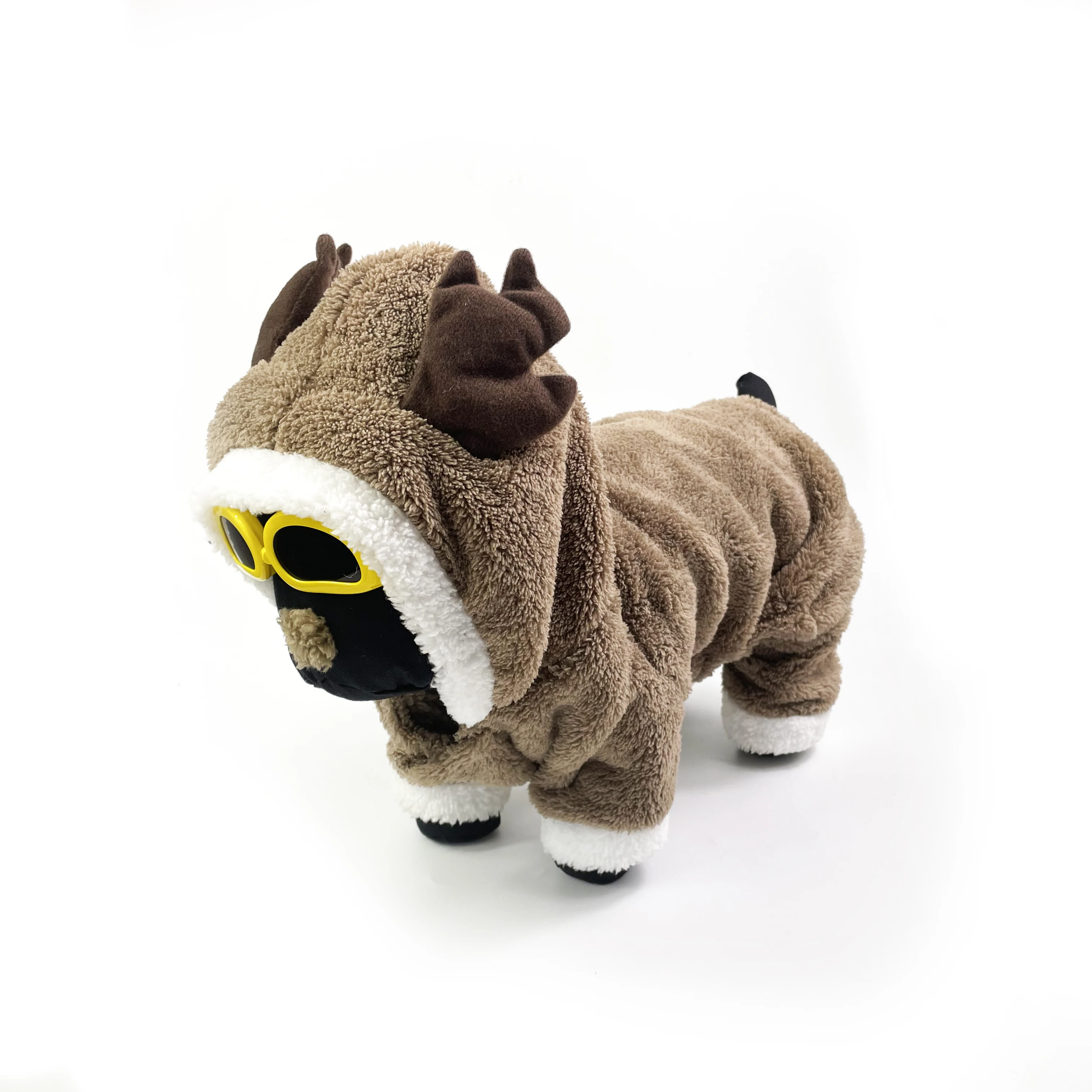 

Santa Dog Costume Christmas Pet Dog Clothes Winter Warm Dress Up Clothing for Small Dogs and cats, Coffee