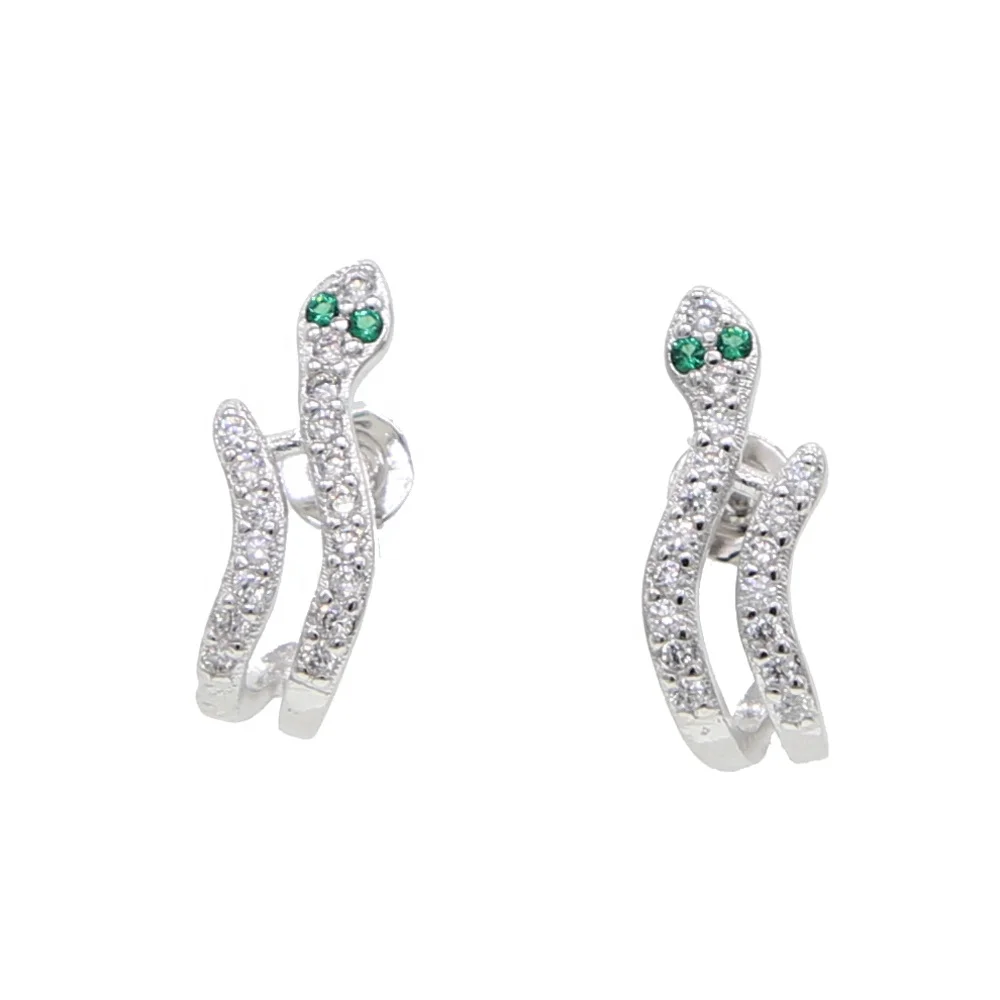 

Sparking bling cz paved snake stud earring for women girl trendy fashion jewelry cute animal studs