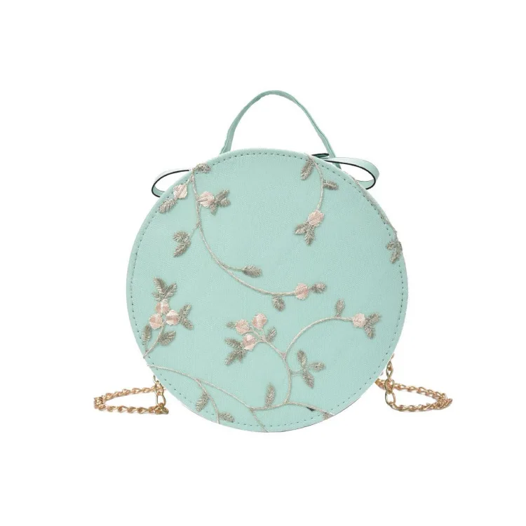 

Summer Hottest Chic Korean Trendy Fresh Lace Mini Circle PU CrossBody Women Leather Handbags, White,yellow,black,green,pink