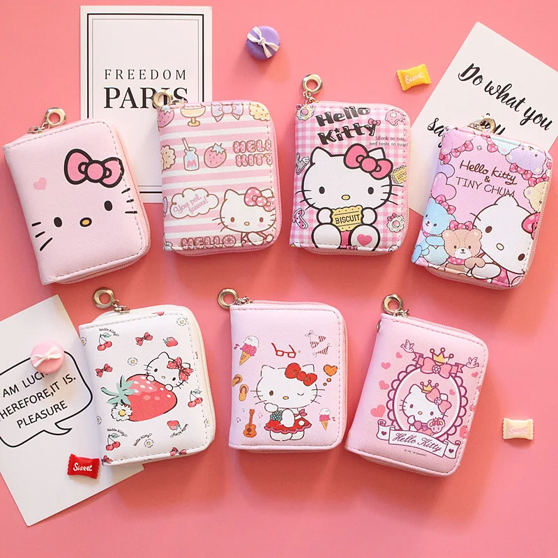 

hello coin purse kitty anime cute cartoon female student mini zipper short card holder coin purse