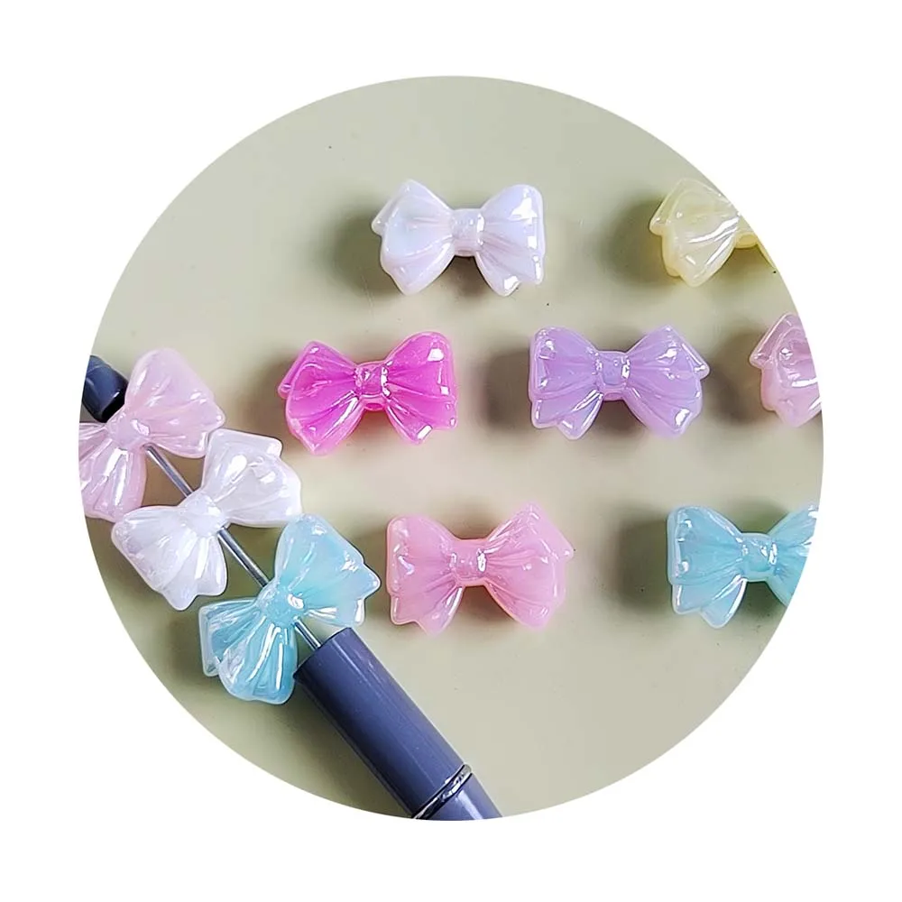 500g AB Color Acrylic Bow Tie Beads Loose Bowknot Beaded Pens Beads Charms Making for Jewelry Ornaments Key Chain DIY 18*28mm