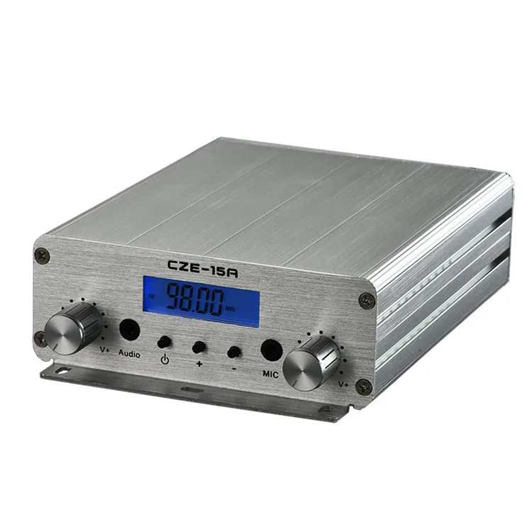 

CZE-15A 15W wireless Broadcast Radio Station Stereo PLL audio amplifier fm transmitter, Silver