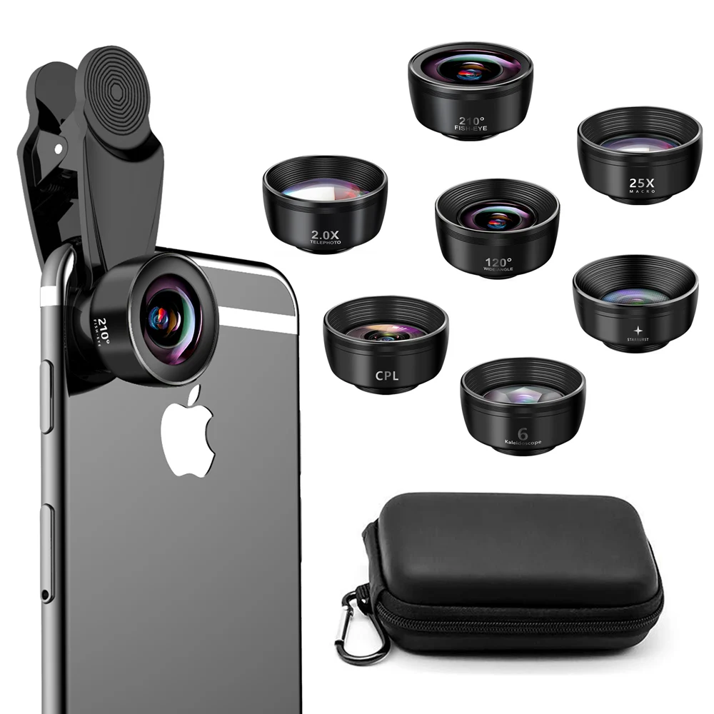 

2021 Amazon Best Seller 7 In 1 Phone Lens Kit for iPhone for Other Mobile Phone Selfie Photo Closeup Shot Photography Gadgets