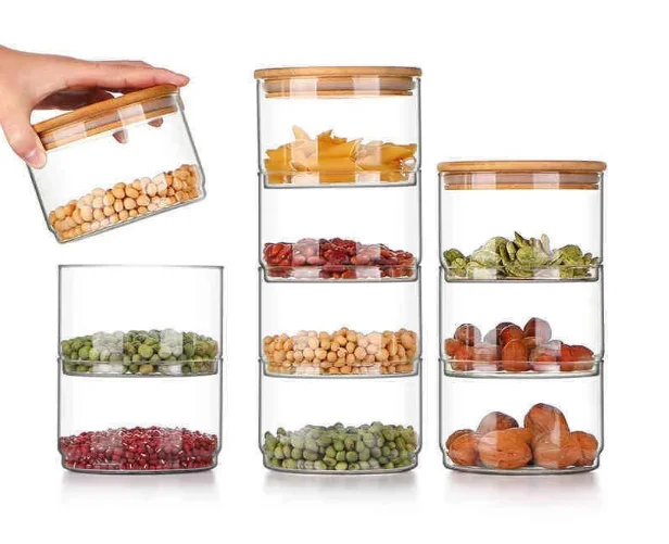 

Wholesale layered kitchen container sealed whole grain seasoning jars, Transparent