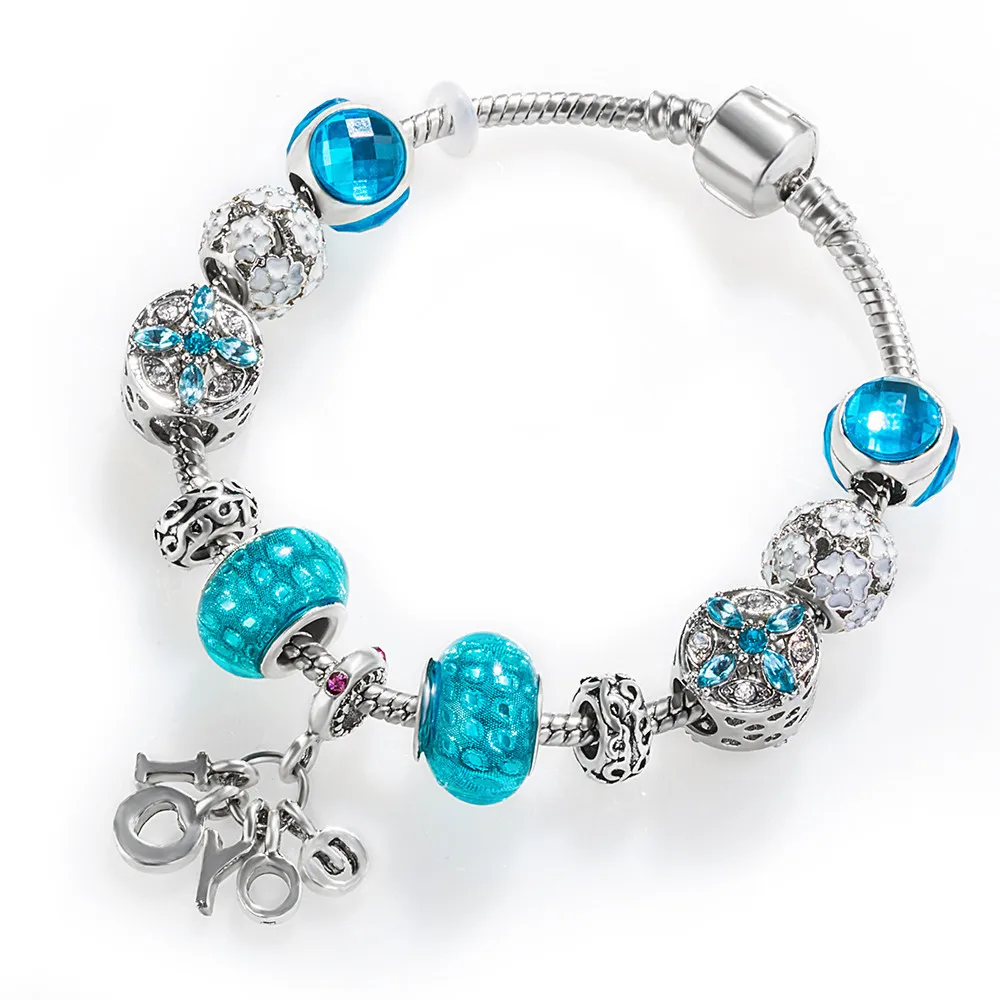 

VRIUA RTS High Quality Light Blue Colorful crystal Beads Charm Noble Pretty Bracelet Bracelet For Jewelry