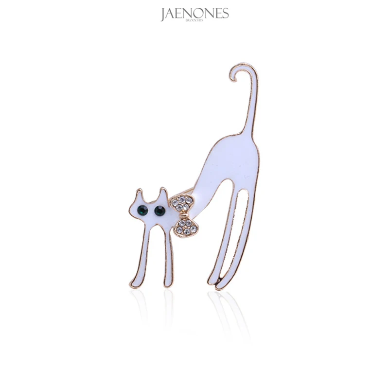 

JAENONES Hot Selling Customize Fashion Rhinestone Enamel Cartoon Animal Brooch Cute Cat Brooch For Ladies
