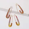 Fancy Statement 2019 jewelry Minimalist Customized Rose gold cz safety pin earring Pearl Beaded for Women