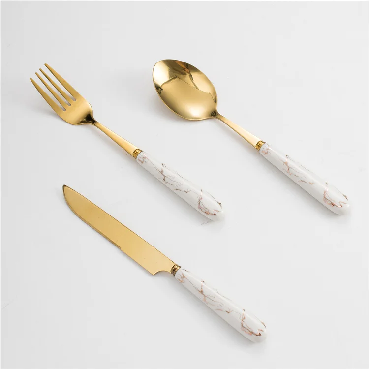 

Factory Direct Selling SUS410 Spoon Knife Fork Ceramic Handle Cutlery Luxury Flatware Set