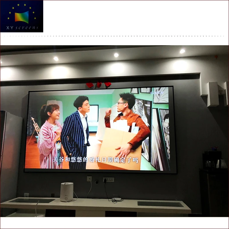 

16:9 XYScreens home theater 4K UHD long throw thin frame screen with 12mm width aluminum alloy frame