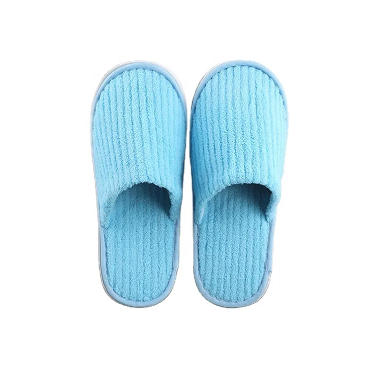 

Canada Wholesale Custom Logo Cheap Coral Fleece Disposable Spa Hotel Indoor Slipper For Men or Women Blue Winter Hotel Slippers