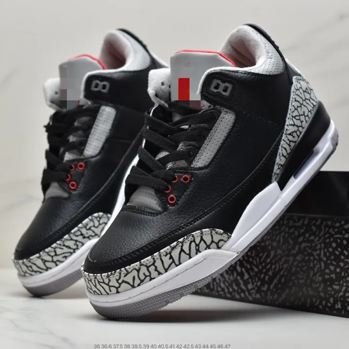 

Wholesale Popular fashion Brand Air 3s Retro Black cement Basketball Sneakers Trendy Mens Sports Shoes AJ3 Womens Running shoes