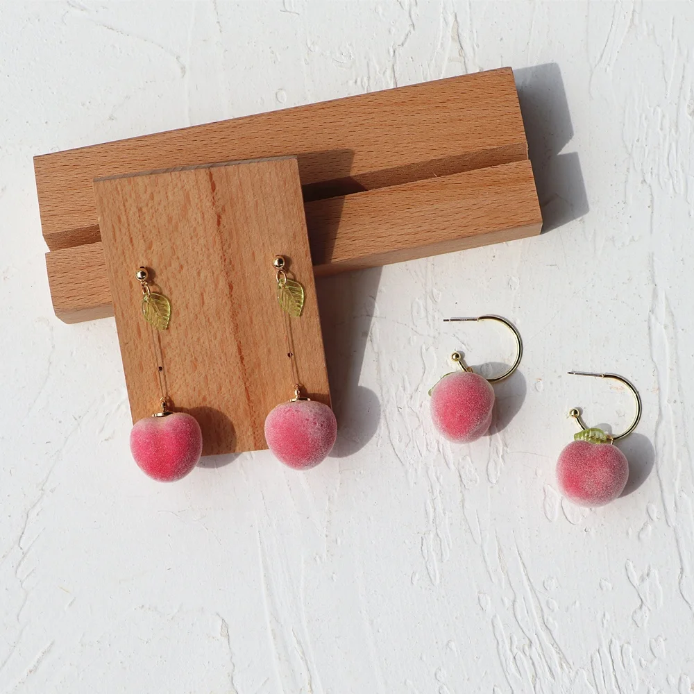 

JUHU New Fashion Hot Sale Stereo Tactile Design Resin Peach Shape Pink Hong Drop Cute Earrings Acrylic Women Party Jewelry, Colorful