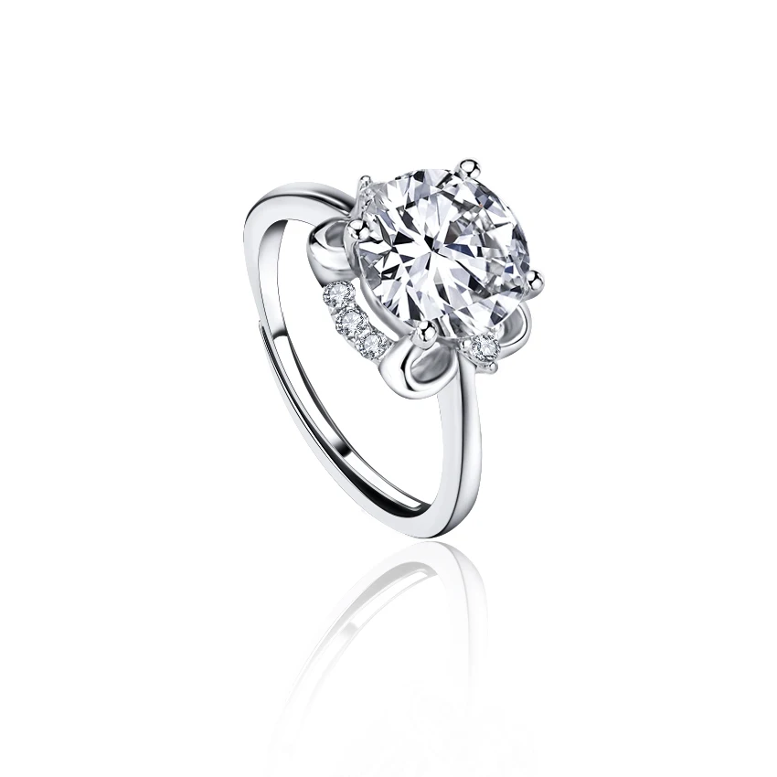 Fashion Jewelry 925 Silver Moissanite  Adjustable Ring