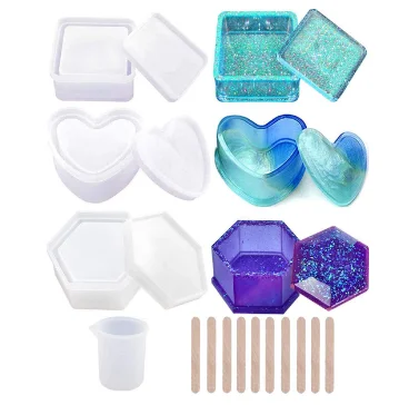 

Resin Molds DIY Jewelry Box Silicone Mold Epoxy Resin Molds DIY Jewelry Box Ashtray Coaster Storage Box Making Home Decoration, White