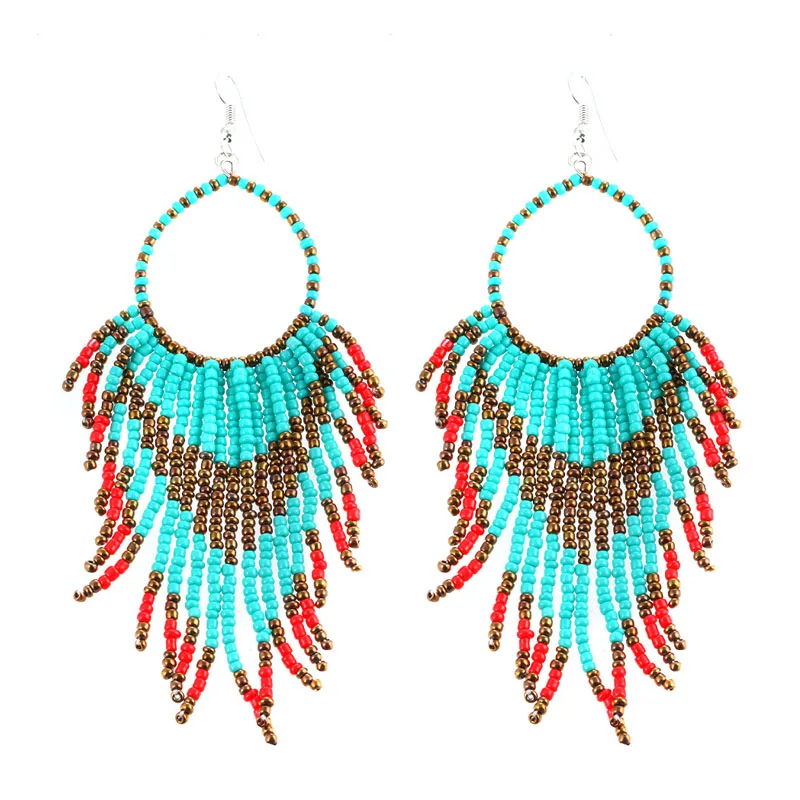 

Hot Selling Bohemian Earrings Handmade Seed Beads Tassel Earrings For Women Jewelry Making, Multi