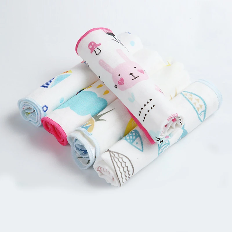 

30*30cm Cotton Gauze Baby Cartoon Washcloth Towel Kids Square Bib