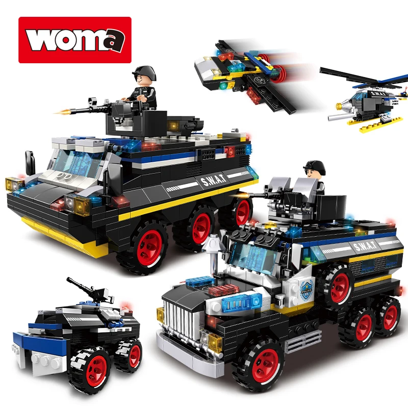 

WOMA Toys SWAT Special Police Armored Car Fighter SUV Patrol Boat Building Blocks Bricks Juguetes Set Shopee Hot Sale 32 in 1 20