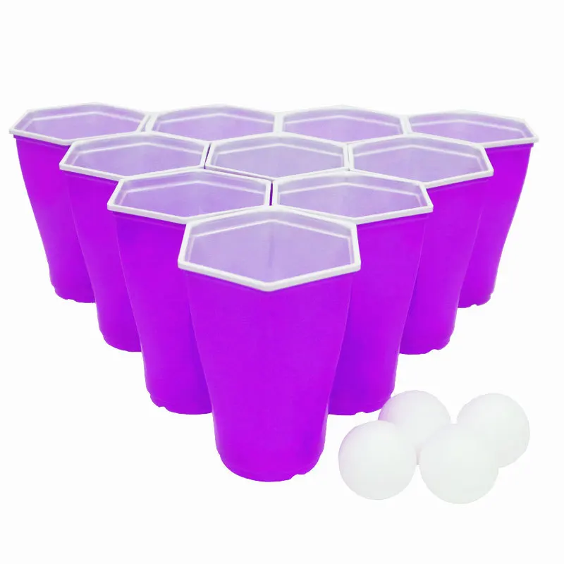 

ECO friendly hexagon shape colorful party use cold drinking 16 oz wine 250ml plastic cup, Red/purple/blue