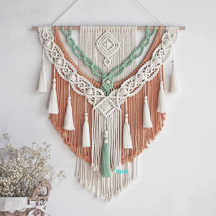 

large macrame wall hanging boho home decor wall hanging macrame macrame tapestry for indoor and outdoor decoration, White