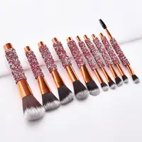 

New sparkling 12-piece synthetic makeup brush set with professional cosmetic bag