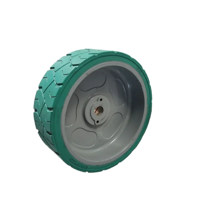 

non marking solid scissor lift wheels green tires for skyjack Scissor Lift Solid Wheel Tires With Rims, As photo