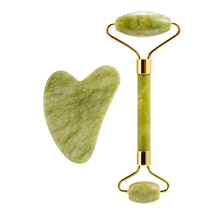 

Sell Well New Type Double Heads Natural Jade Stone Massage Roller Thin Face Lift Tool, As picture