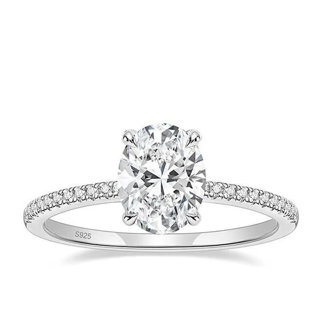 

Diamond design simple customization 925 Sterling Silver Oval Cut Zircon Engagement Rings Jewelry