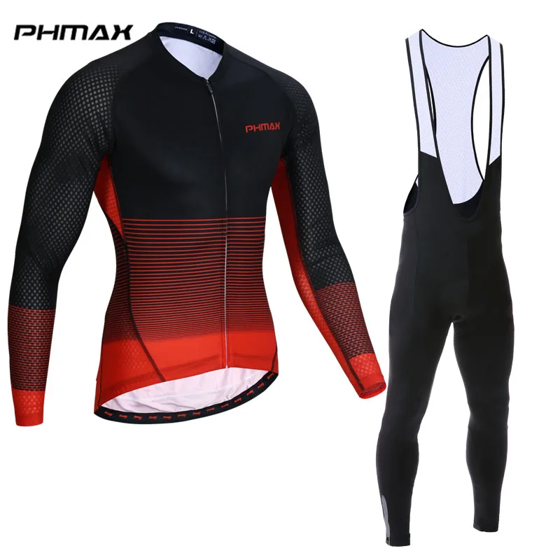 

PHMAX 2019 Long Sleeve Bib Cycling Set Autumn MTB Bicycle Cycling Clothing Mountain Bike Cycling Clothes Maillot Ropa Ciclismo, Customized color