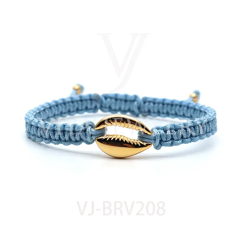 

stainless steel gold shell bracelet adjustable macrame rope bracelet, Customized color