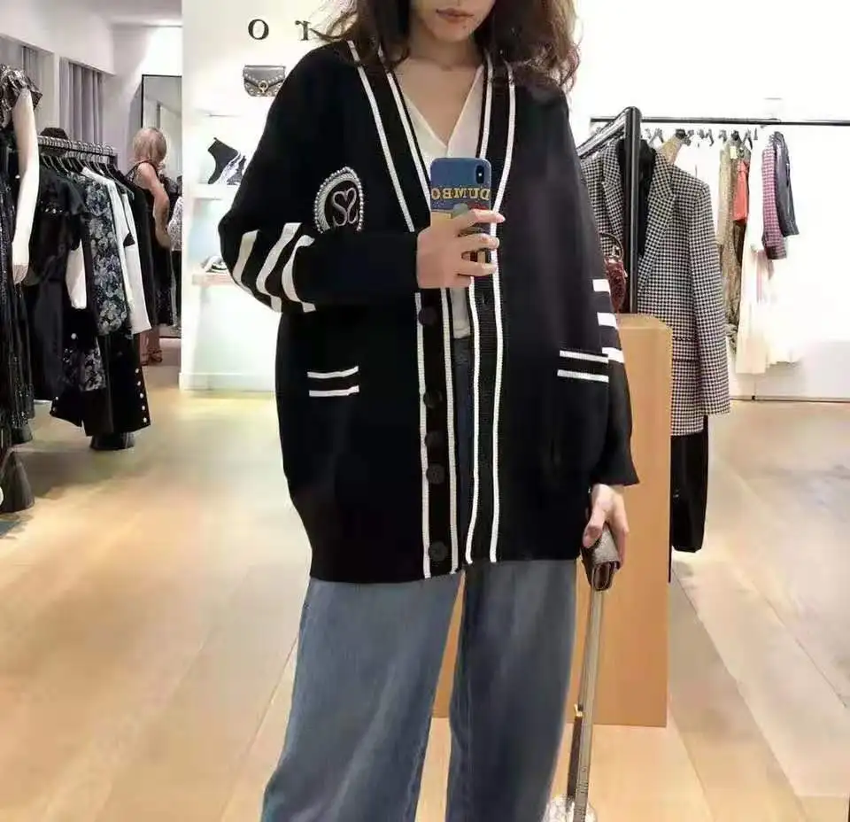 

2020 new spring and autumn long-sleeved women wool knit wear cardigan sweater