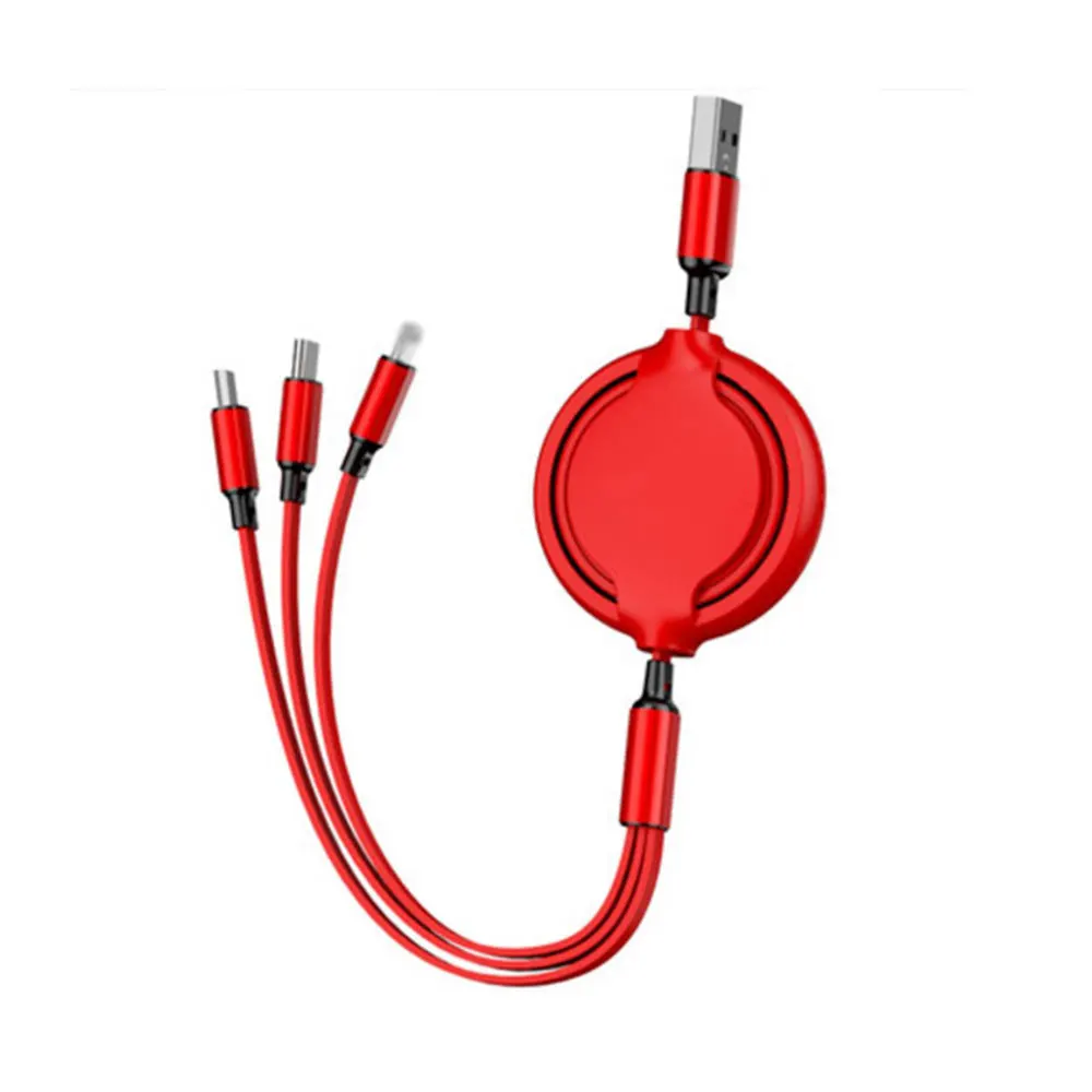 

Scalable data cable 3 in 1 mobile phone type C fast charging cable USB charging cable, Red, purple, green, yellow, pink