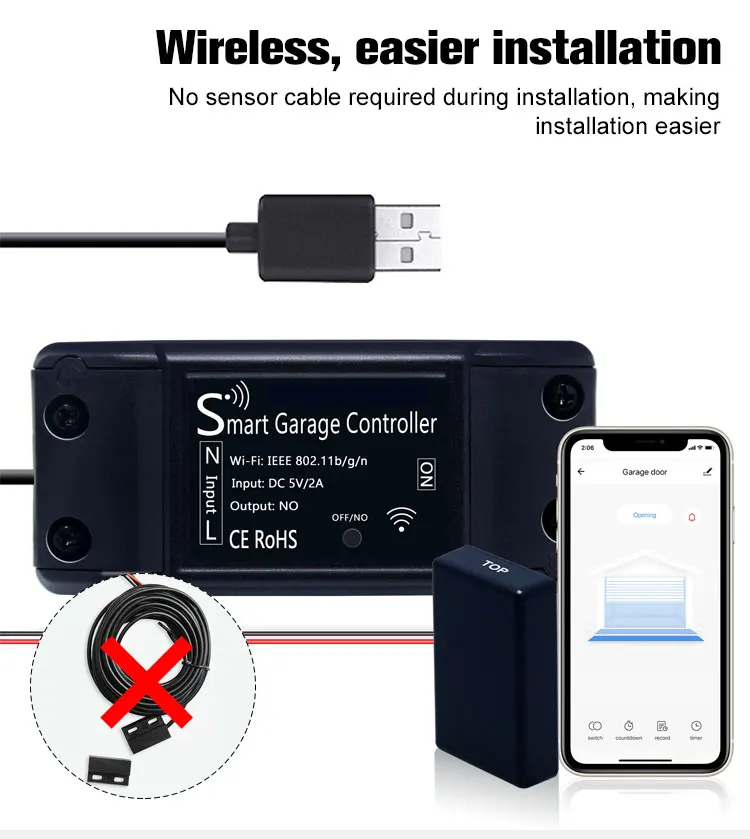 Wifi Wireless Smart Automatic No Touch Garage Door Opener with Alexa Google Home IFTTT