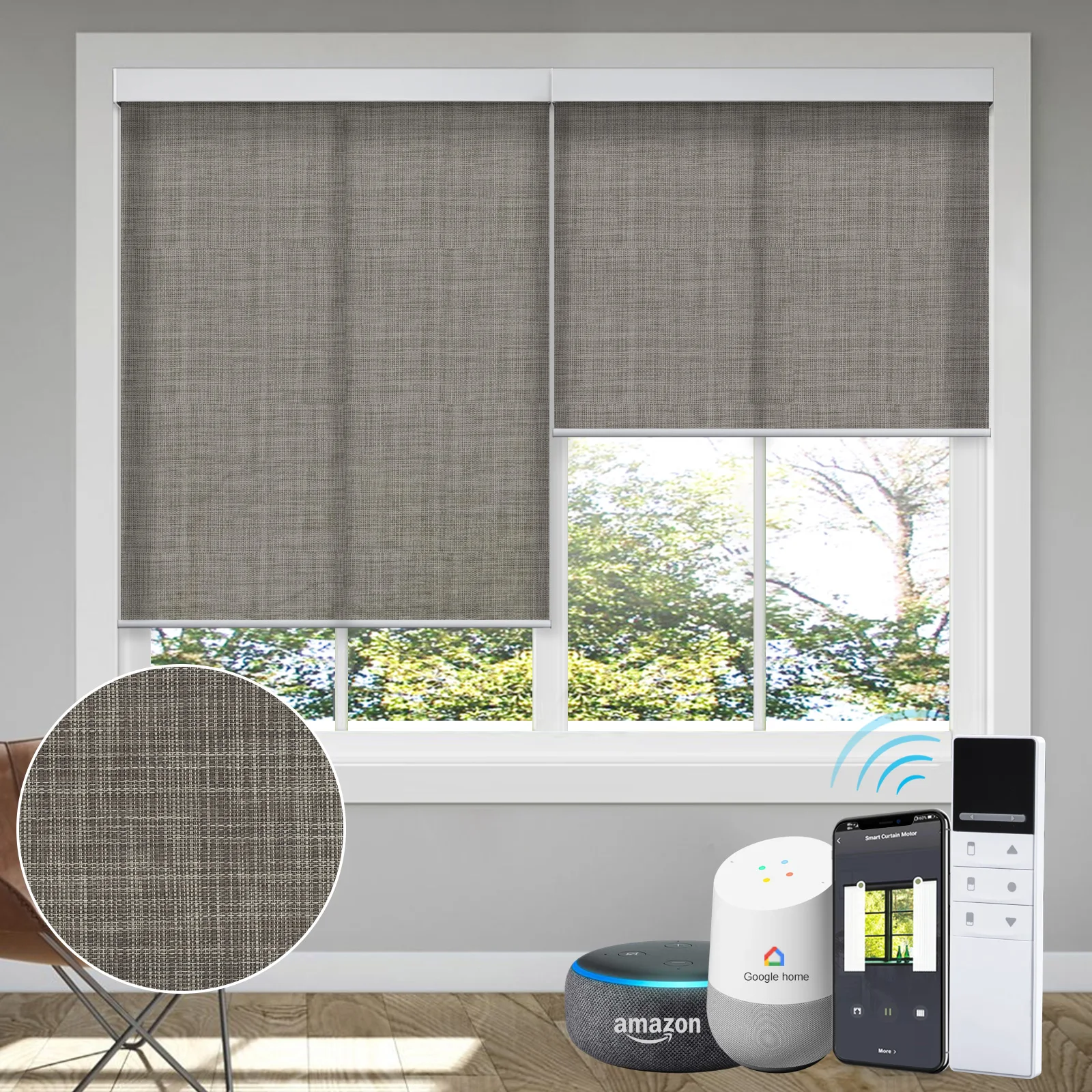 Alexa Tuya Wifi Roller Blind Motorized Sunscreen Window Roller Blinds Remote Control Automatic Blinds Curtain Roller Shades