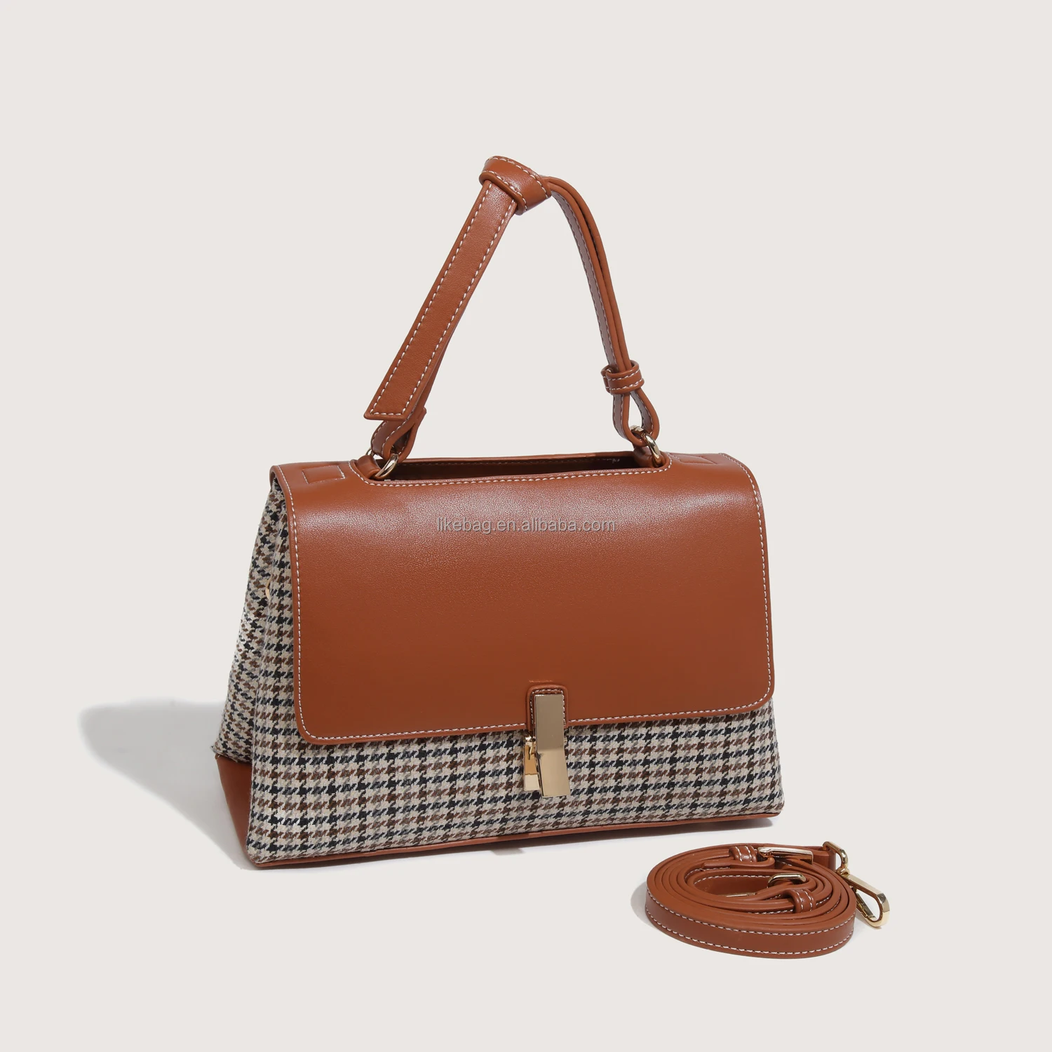 

LIKEBAG Fashion Retro Check Bag High-quality Luxury PU Leather Ladies Handbag shoulder Messenger tote bag