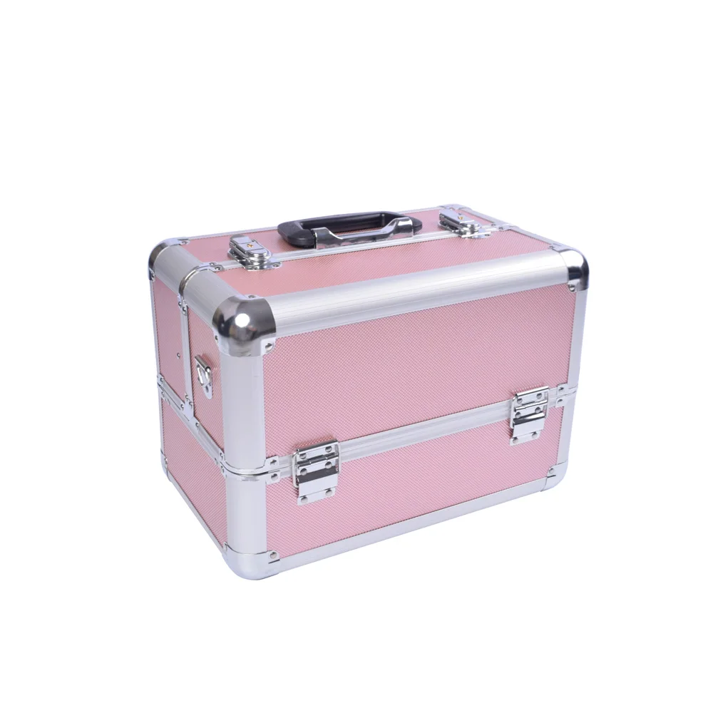 

Professional Aluminum Makeup Travel Cosmetic Cases Organizer Lady Makeup Kits Storage Beauty Box, Purple