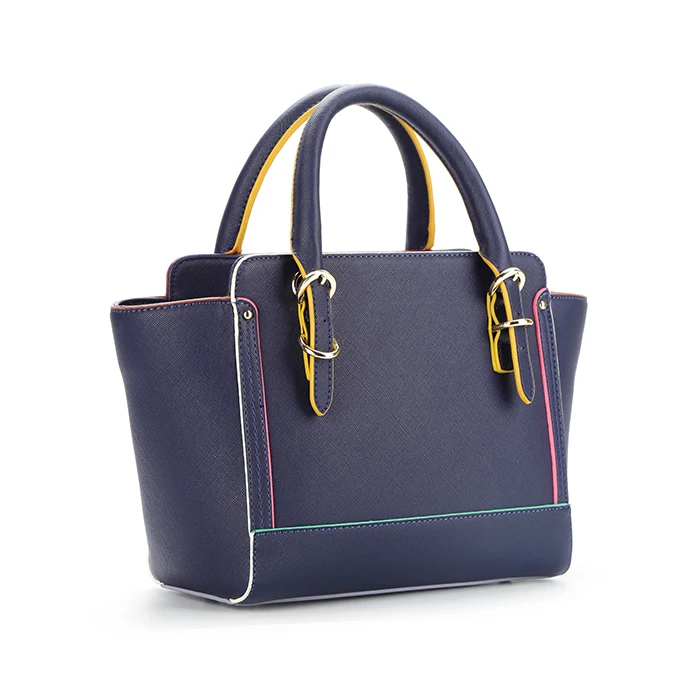 

#8593 Tax Free Myanmar made new style fashion design custom saffiano PU leather ladies tote bags luxury handbags for women, Navy color , various colors available