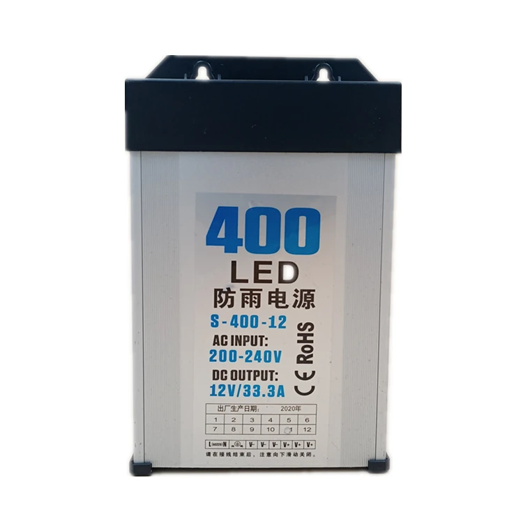 

220v ac-dc 12v Transformer for led lights IP44 33A led rainproof power supply 400w