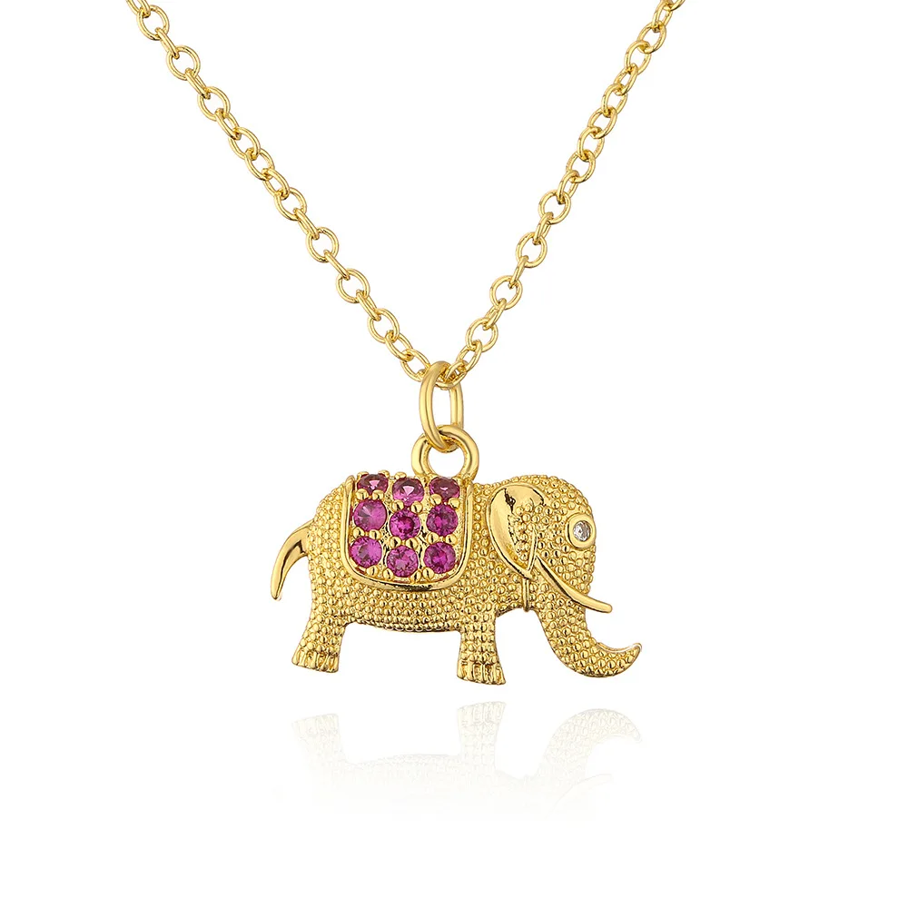 

Amazon INS Cute Jewelry Animal Cubic Zircon Elephant Pendant Necklace Crystal Rhinestone Elephant Necklace