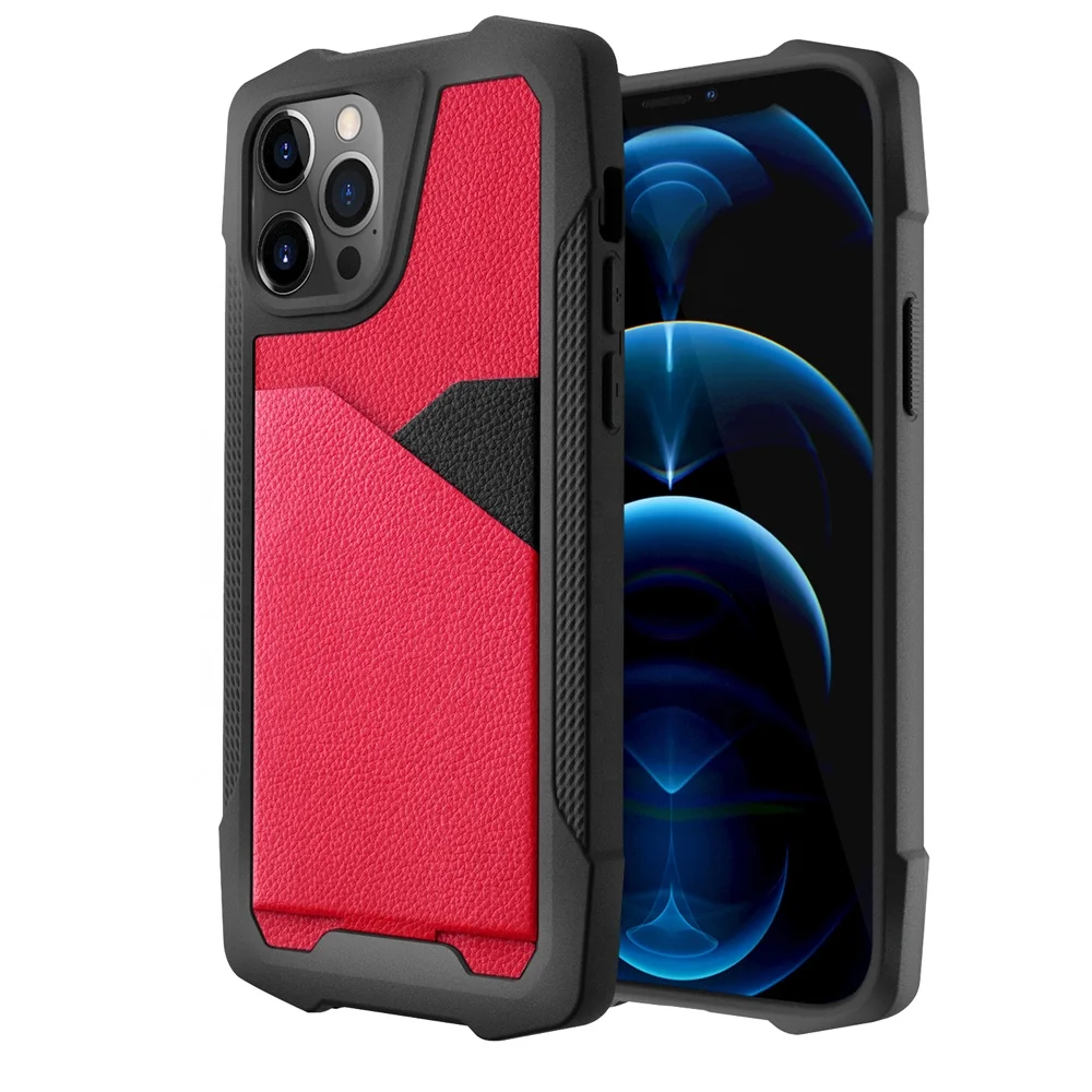 

Business Style Anti Shock Mobile Cover Leather Credit Card Slot Cellphone Case For iPhone 12 Pro Max, Multi colors