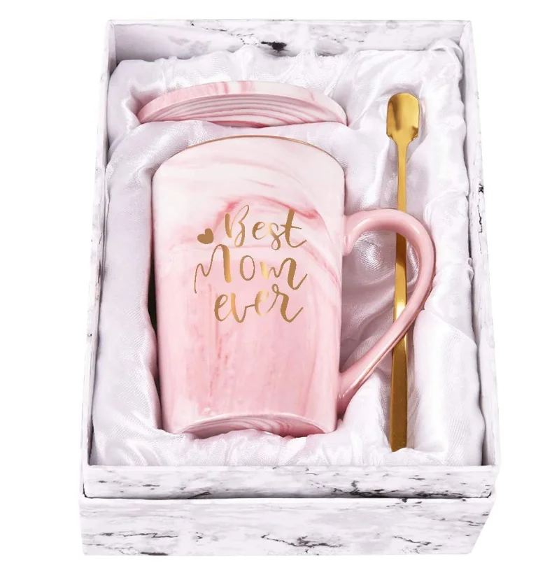 

mother day gifts 2021 new arrivals wholesale custom logo luxury pink ceramic mothers day mugs with lid mugs for mother gift, Customized color