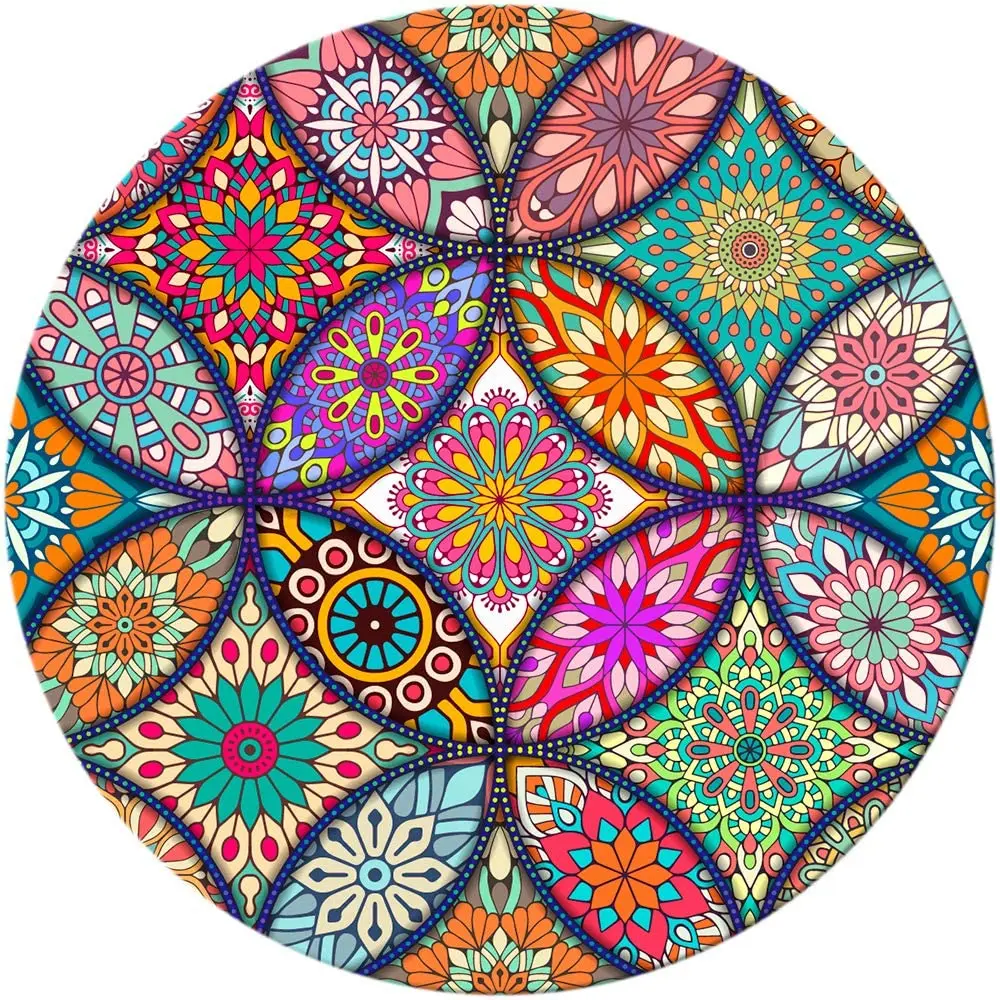 

Non-Slip Rubber Round Mandala Mouse Pad With Stitched Edge, Customized color