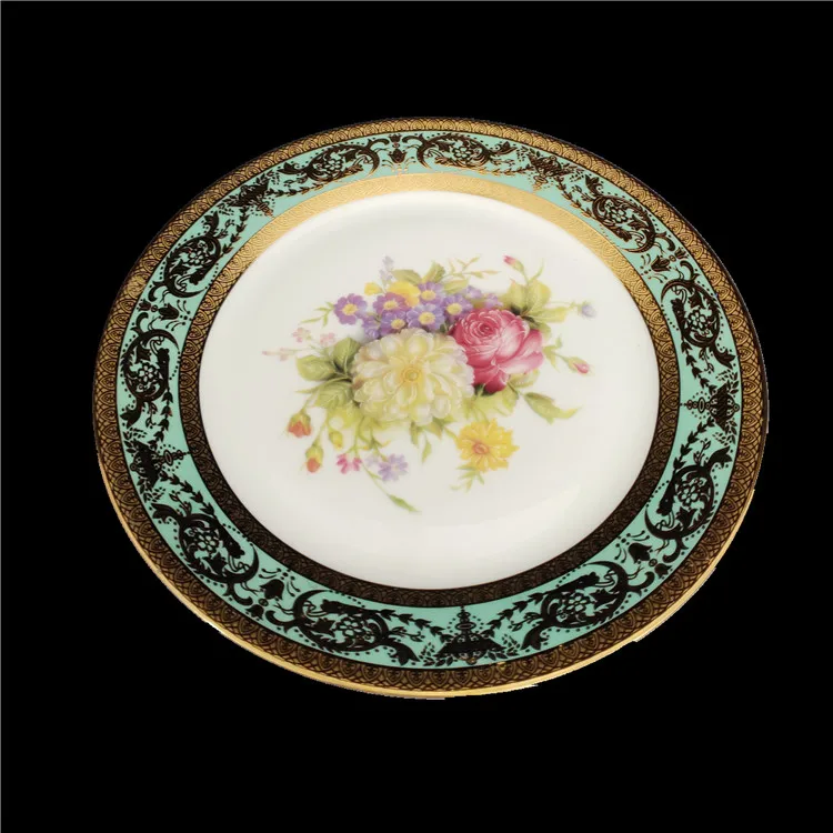 

Modern Dishes Plates Ceramic Dinner Gold Inlay with flower hotel durable Ceramic Dinner Plate