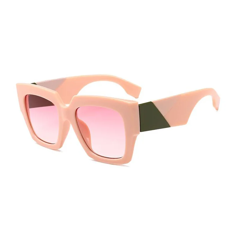 

fashion pink famous brand designer sunglasses large square frame oversized trendy women sun glasses sunglasses 2021, Multi colors