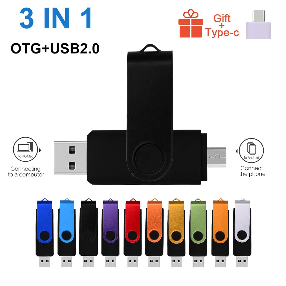 

Factory Promotional USB 2.0/3.0 pen drive OTG USB 8 GB 16 GB 32 GB 64GB 128GB 4 in 1 usb flash otg flash drive